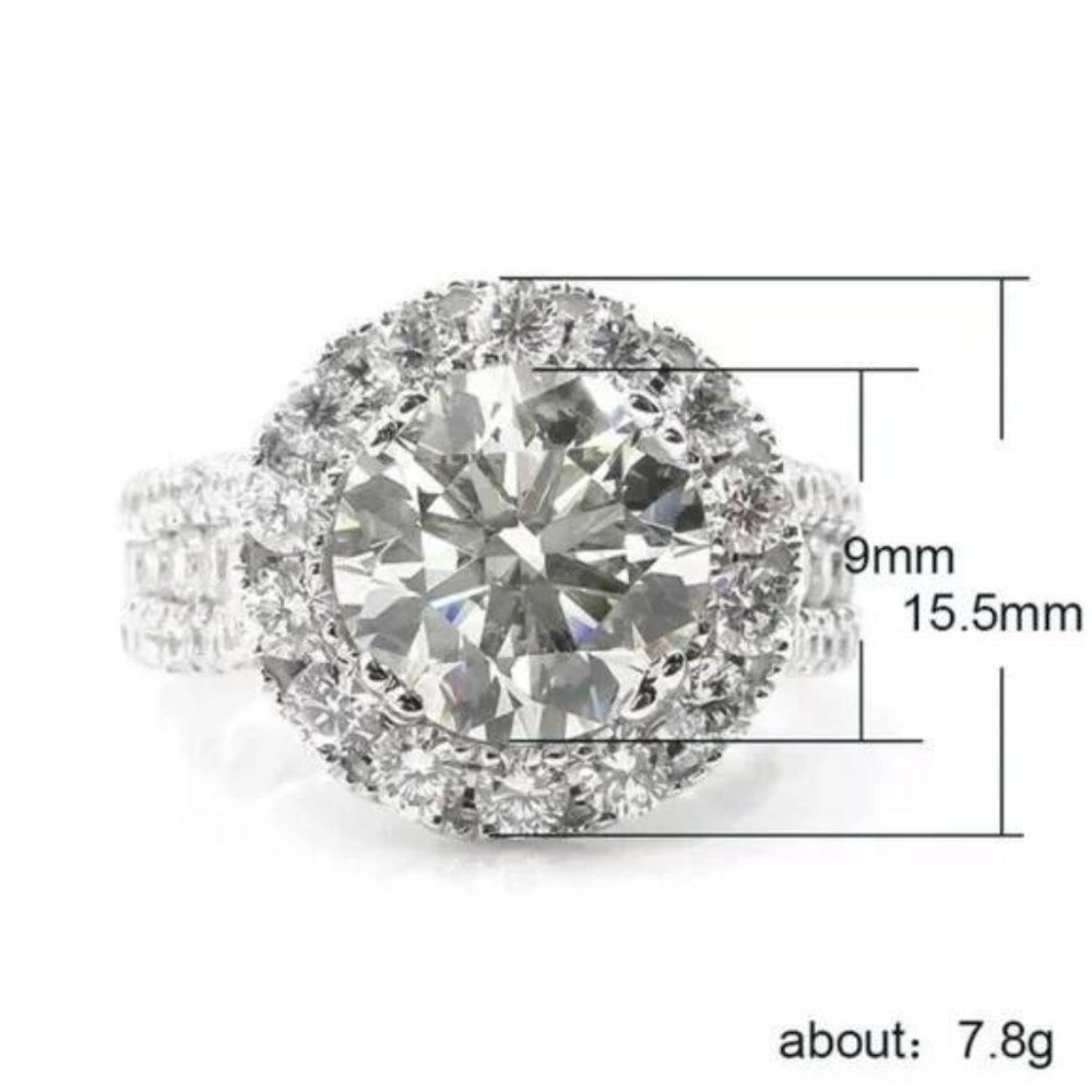 NEW 18K WHITE GOLD ROUND HALO RING, BEAUTIFUL RING, SHINY RING - Picture 3 of 4